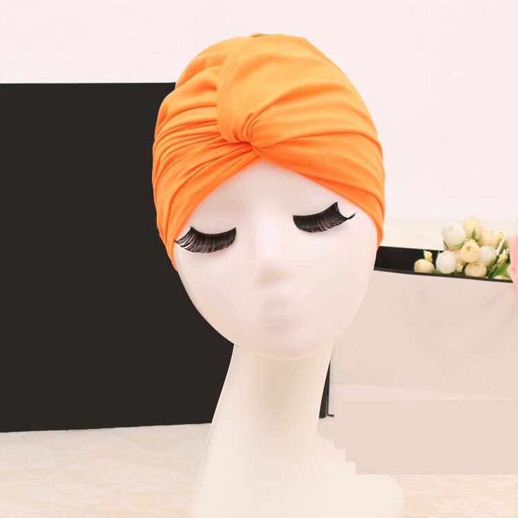 FGHGF Badekappen Lange Haare Badekappe Plissee Tuch Stoff bat Hüte Lycra Mütze Hütte für Erwachsene Männer Frauen: Orange