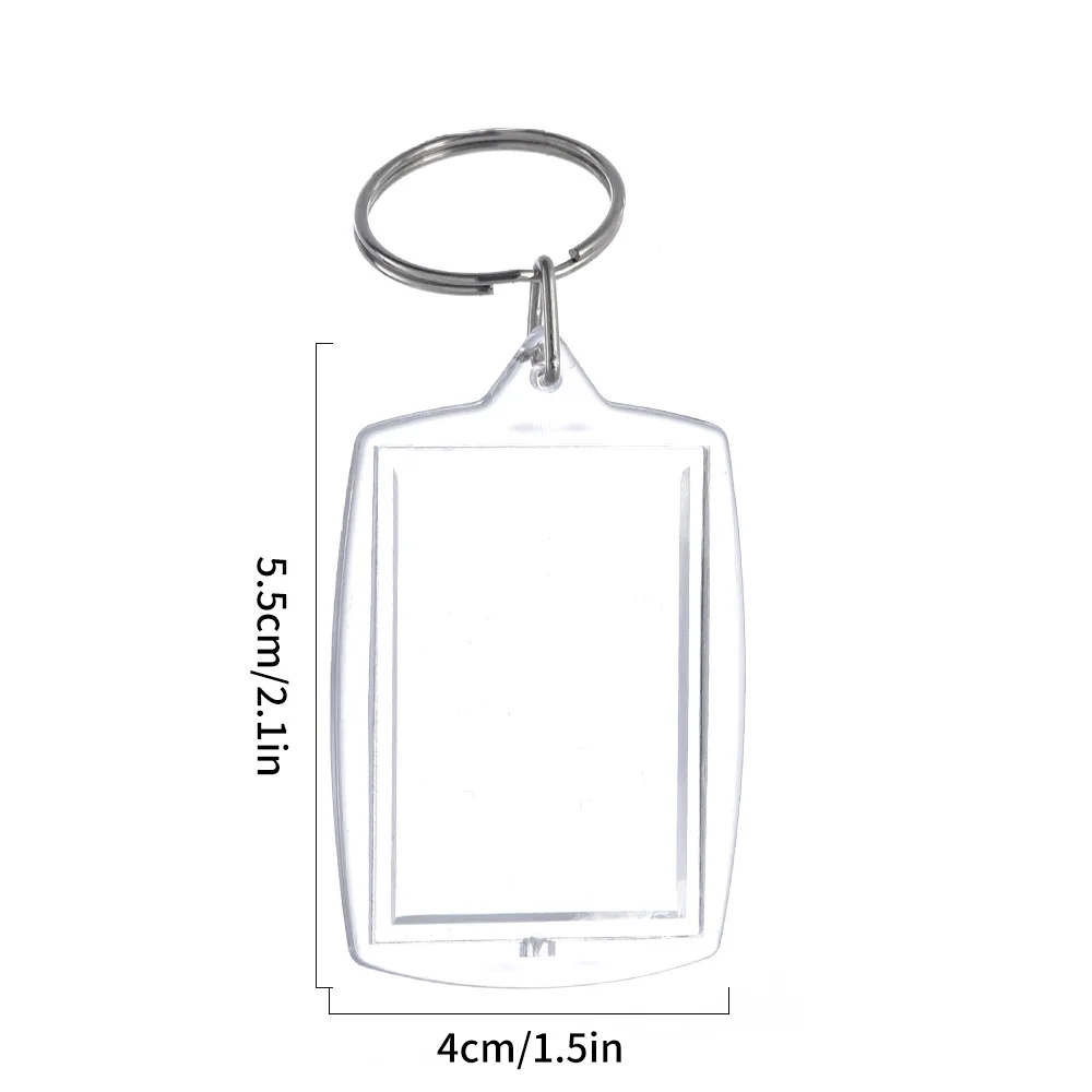 5/20 stuks transparante fotolijst sleutelhanger kwastjes snap-in aangepaste insert foto acryl blanco sleutelhanger duidelijke blanco foto hanger: Black / Blauw