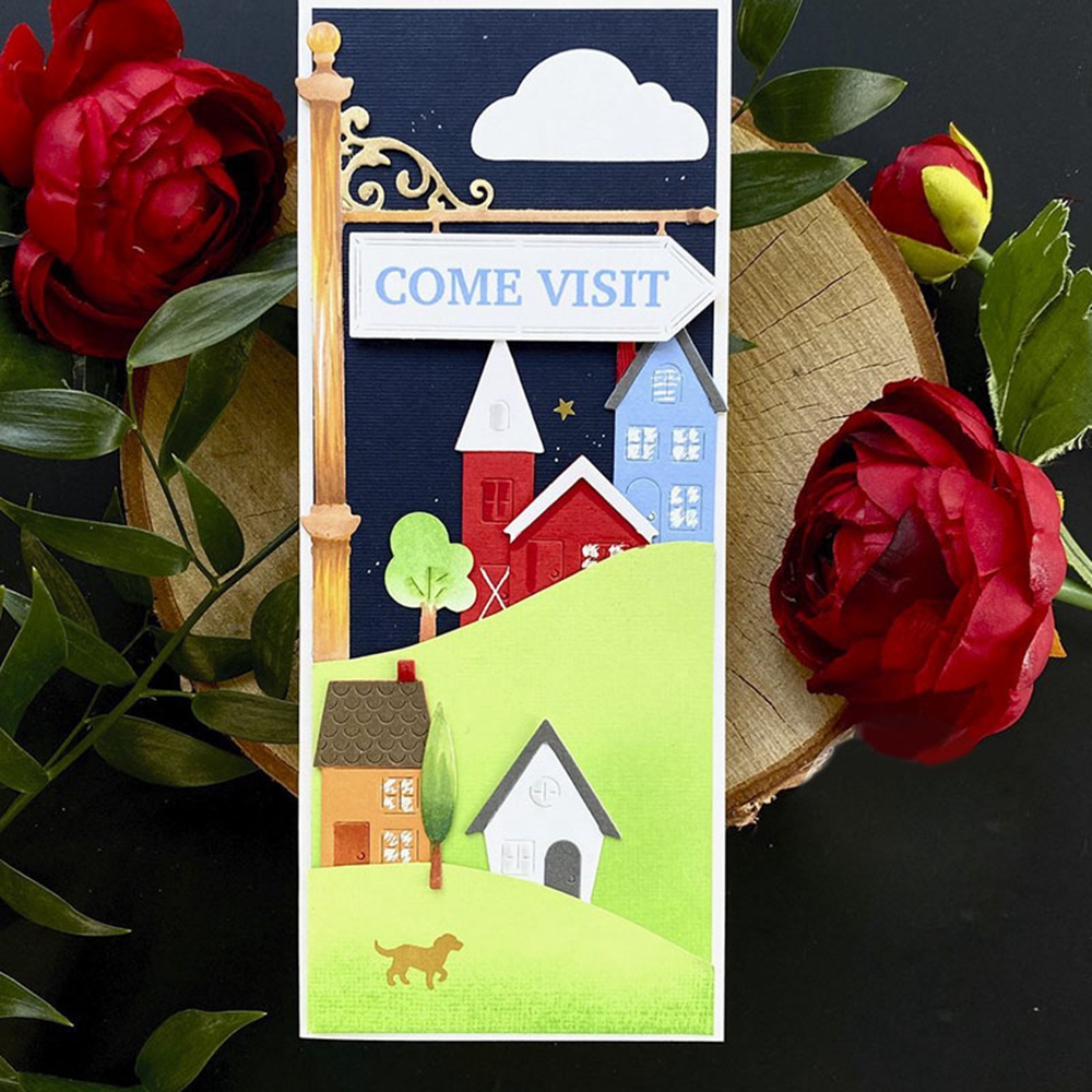 Een Warme Welkomststempel En Cutting Dies Wegwijzer Duidelijke Stempels Voor Diy Scrapbooking Decoratie Papier Ambachtelijke Albumkaarten Maken