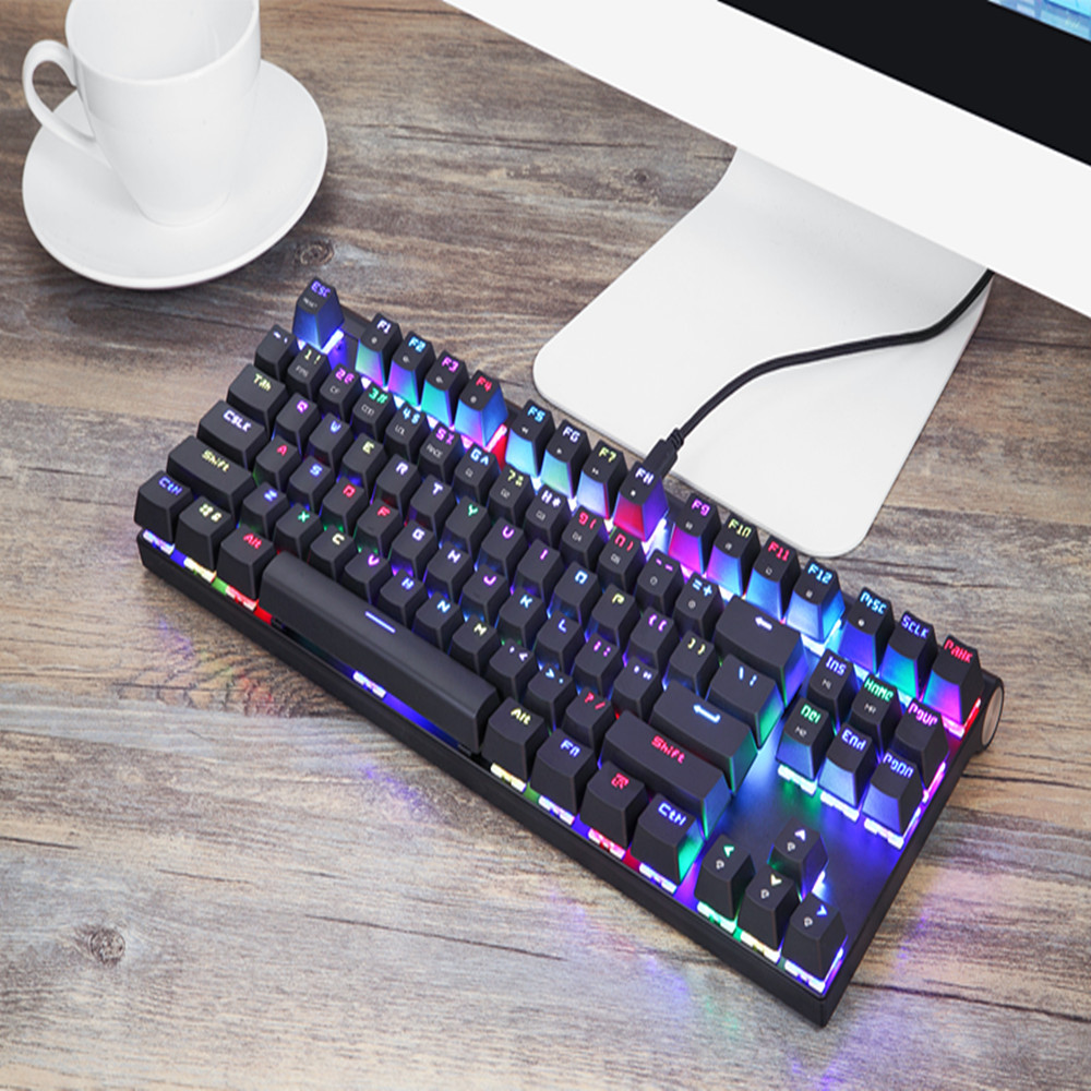 Original Motospeed CK101 Wired Mechanical Keyboard Metal 87 Keys RGB Blue Red Switch Gaming LED Backlit Anti-Ghosting for Gamer
