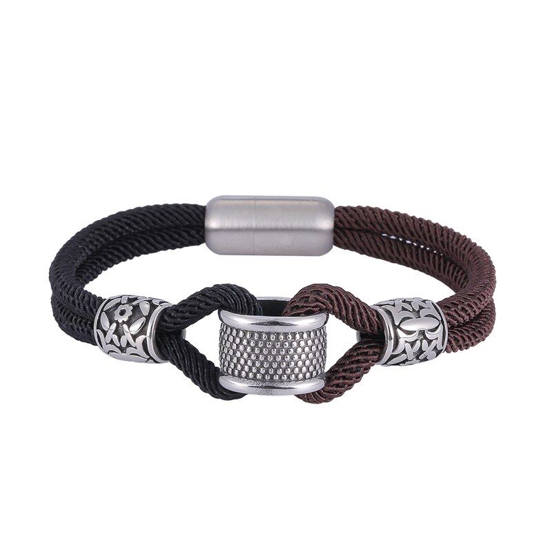 Trendy Handgemachte Milan Seil Einfache Armband Männer Frauen Glück Schnur Armband Hand Jewerly für Freund Freundin SP1100: Black and Brown / Inner Perimeter165mm