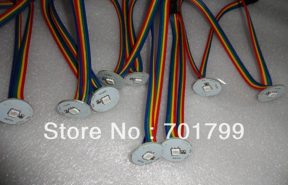 22mm durchmesser WS2801 led-pixel-modul, 1 stücke 5050 smd rgb led, DC5V, eingang mit 4pin männlichen JST verbindung; ausgang mit weiblichen