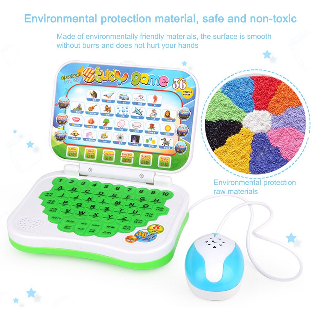 Children Chinese-English Bilingual Learning Machine with Mouse Computer Learning Education Machine Tablet Toy Random Color