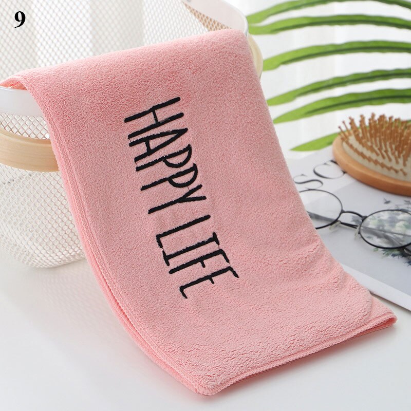 Multi-colored Towel Soft Edging Towel Skin-friendly Letter Embroidered Towel Comfortable Bathroom Supplies Fiber Towel: 9
