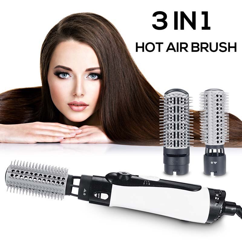 3 IN 1 Air Blower Dryer Comb Hair Straightener Curling Iron Brush Rotating Hair Dryer Brush Hair Curler Styler Styling Tools