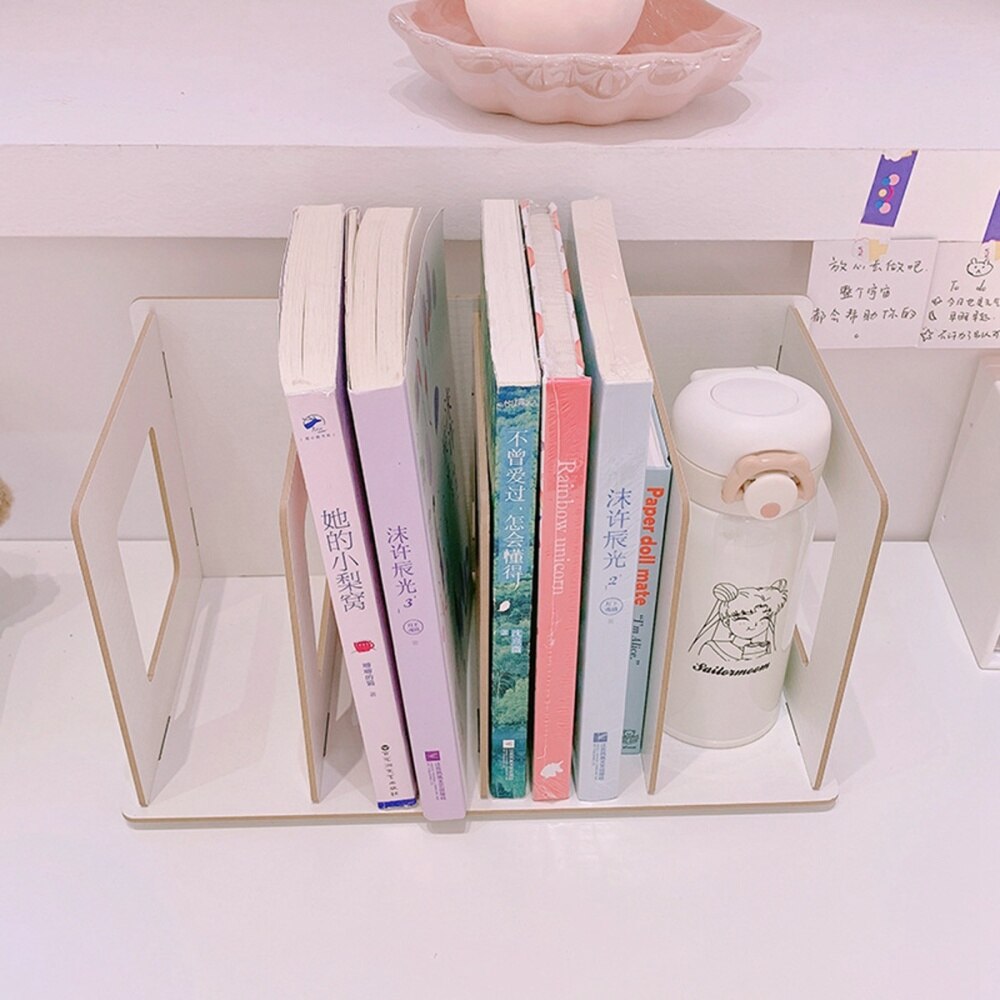 DIY Wooden Bookends Nonskid Heavy Duty Book Ends Supports Home Storage Rack for Books DVDs Magazines (Black)