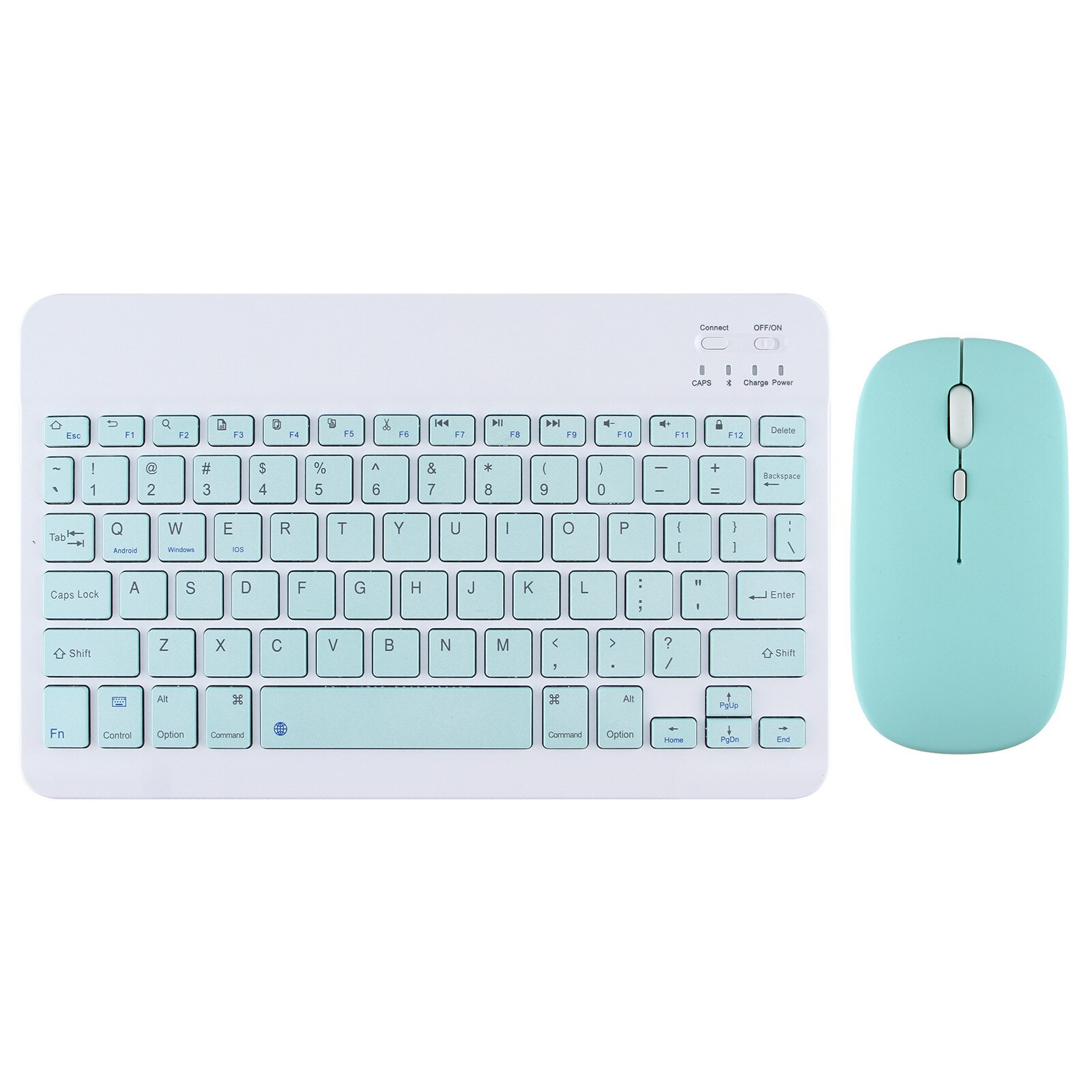 Klawiatura Bluetooth bezprzewodowa klawiatura i mysz hiszpańska Mini rosyjska klawiatura do ipada telefon Samsung Tablet ipad pro 11 air 2020: Green English