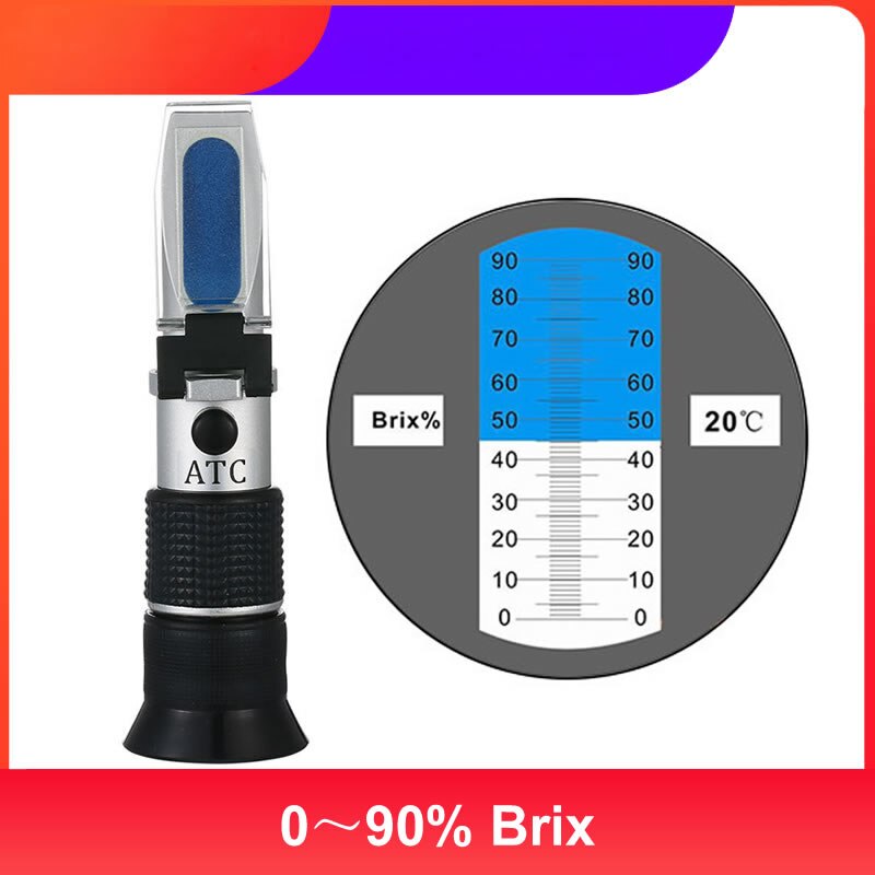 Brix-refractómetro óptico para alimentos refractómetro manual de 58 ~ 92%, medidor de azúcar para bebidas y alimentos, prueba de contenido ATC 0 ~ 80% 0 ~ 90%