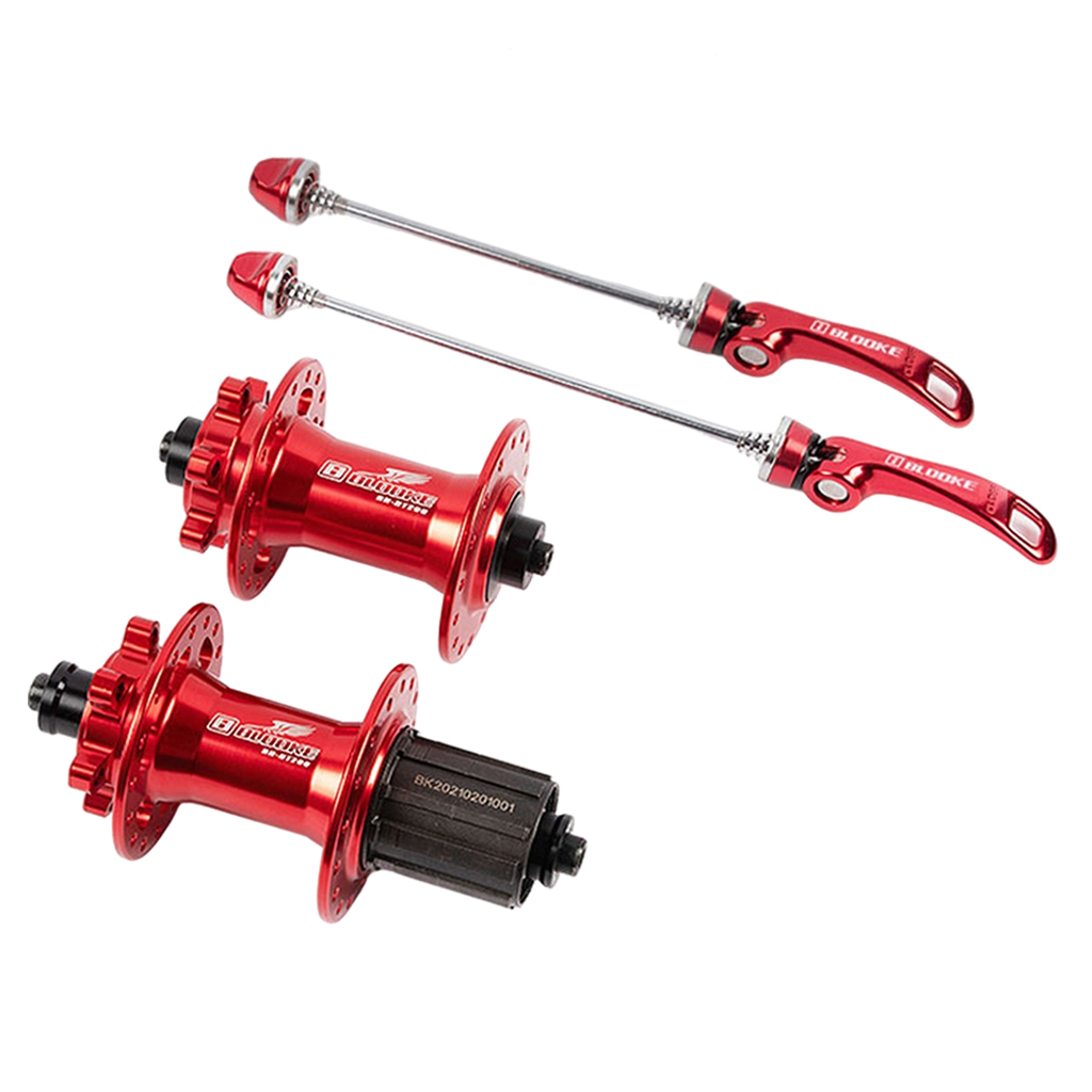 Bicycle Hubs Sealed Bearing MTB Mountain Bike Hub Quick Release set 32 holes Disc Brake 2 Bearings 8-11speed: Red Front Rear