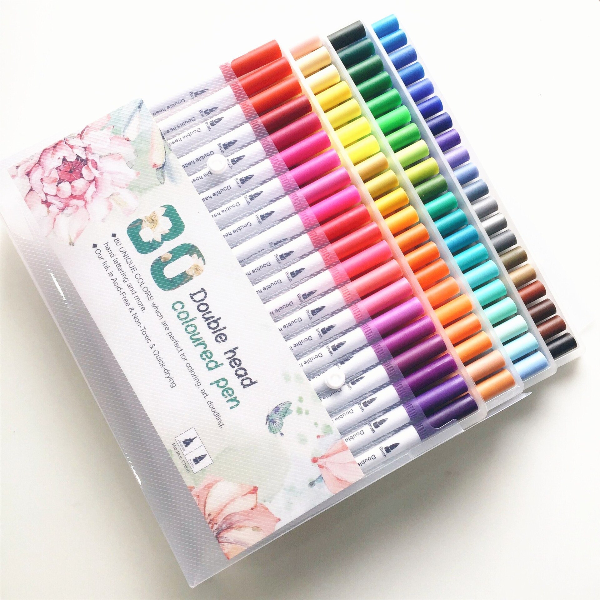 Aquarel Gekleurde Pennen Fine Borstel Tip Colouring Markers Fineliner Pen Voor Belettering Vilt Art Supplies Tekening Writeing Manga: 80  pcs