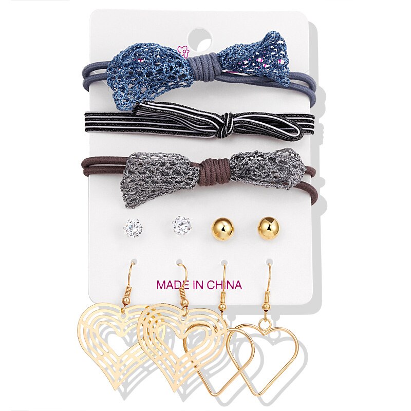 Vintage Hart Oorbellen Voor Vrouwen Bohemian Gesimuleerde Parel Haarband Dangle Earring Brincos Vrouwelijke Mode-sieraden Set