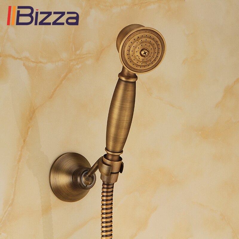 Solid Copper Antique Brass Handheld Shower Telephone Style Bronze Bathroom Hand Shower Head Spray Water Saving With 1.5m Hose