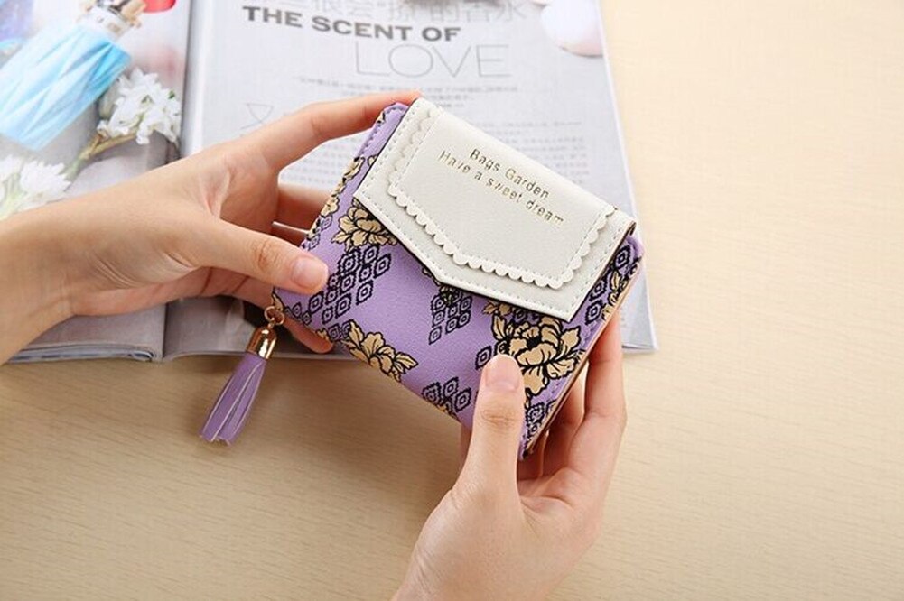 US Women Girls Short Wallet Coin Purse Organizer Pocket Small Credit Card Holder: 4