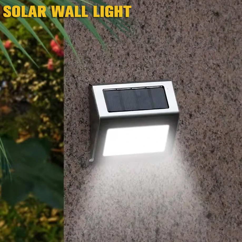 Solarna lampa schodowa ze stali nierdzewnej 3LED Wodoodporna, antykorozyjna i przyjazna dla środowiska lampa ścienna do ogrodzenia ogrodowego