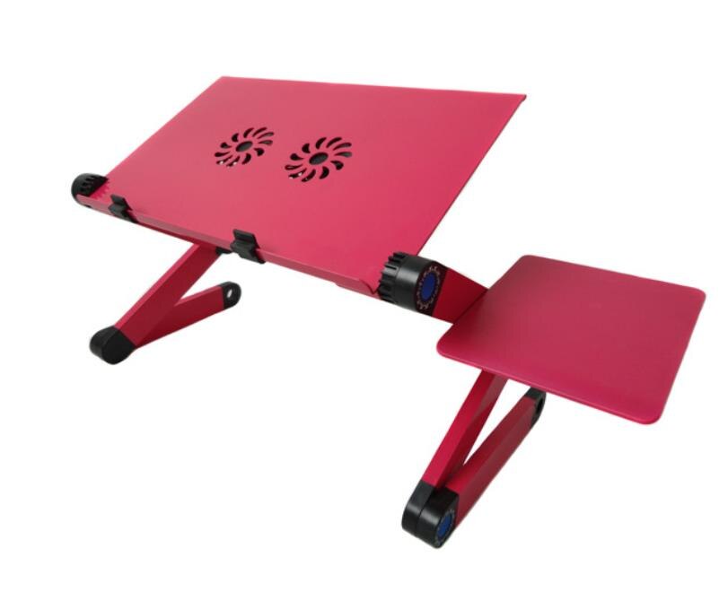 Adjustable Aluminum Laptop Desk Folding Table: Red with 2fan