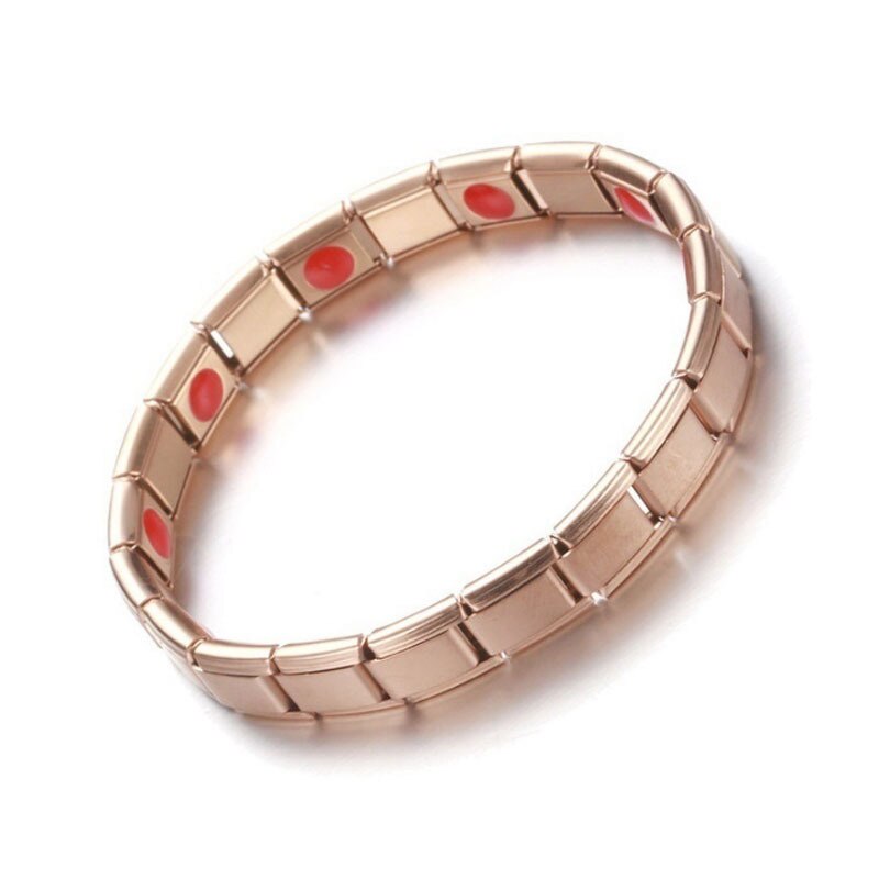 Gezondheidszorg Gewichtsverlies Magnetische Therapie Elemental Armband Artritis Pijn Gezondheid Energie Bio Magnetische Mannelijke: Rose gold single row