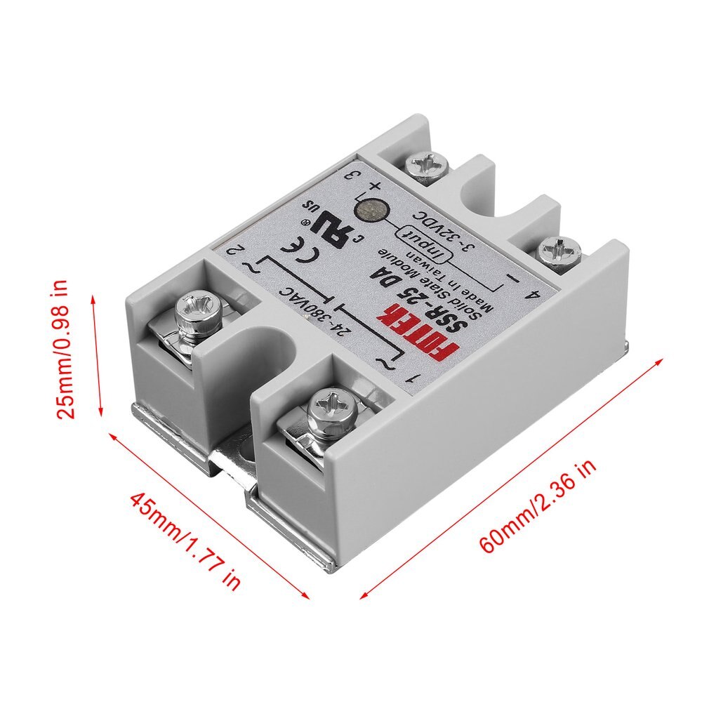 Solid State Relay Module SSR-25DA 25A /250V 3-32V DC Input 24-380VAC Output