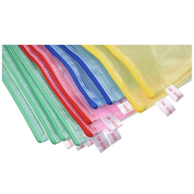 10 Pcs Netting Oppervlak A3 Document Bestand Houder Rits Zak & 6 Vel Patroon Leuke Dieren Stickers Dagboek Stickers