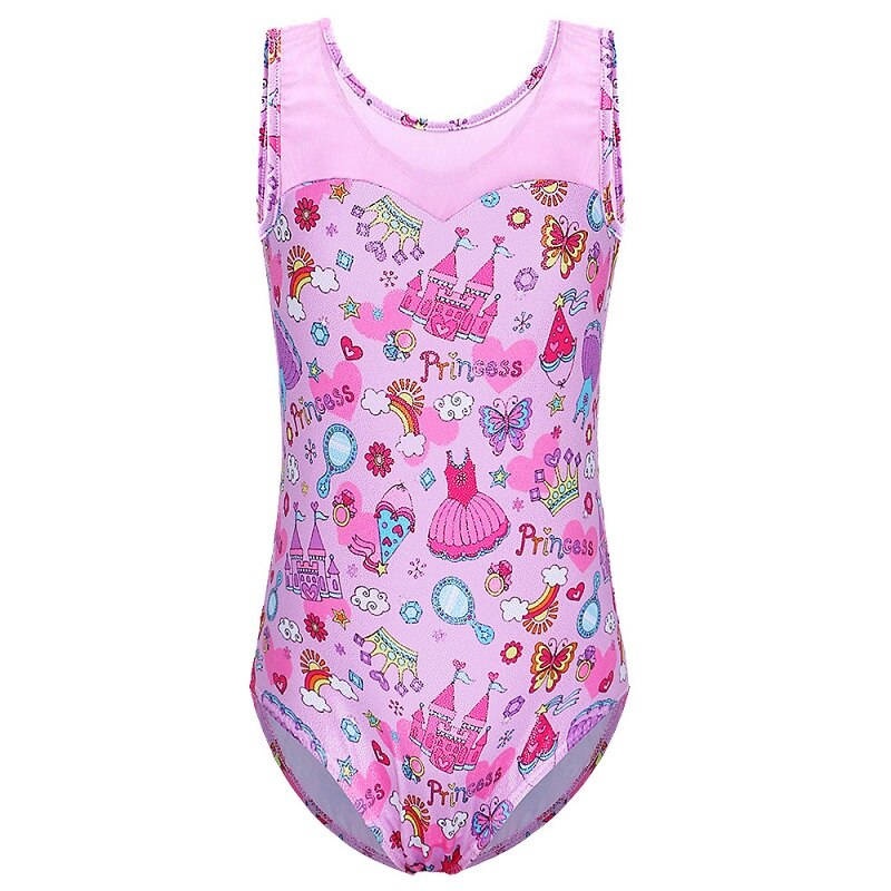 BAOHULU Mouwloze Gymnastiek Turnpakje Cartoon Meisjes Turnpakje Sparkly Ballet Gymnastiek Kostuum Kids Turnpakje Tank: B172 pink / 10A