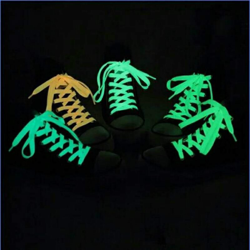 1 Paar Lichtgevende Schoenveters 120Cm Platte Sneakers Canvas Veters Glow In De Donkere Nacht Kleur Fluorescerende Schoenveter