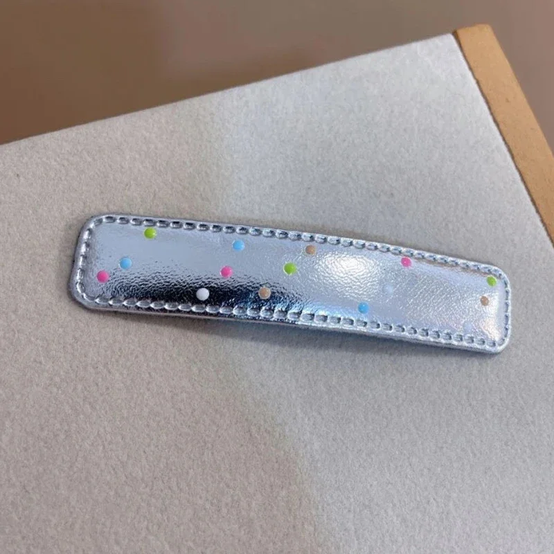 Horquillas plateadas de PU Y2K, pinzas para el cabello de varios estilos, estrellas BB, horquillas con Clip, pasador lateral bonito, accesorios para el cabello para mujer: Rosa