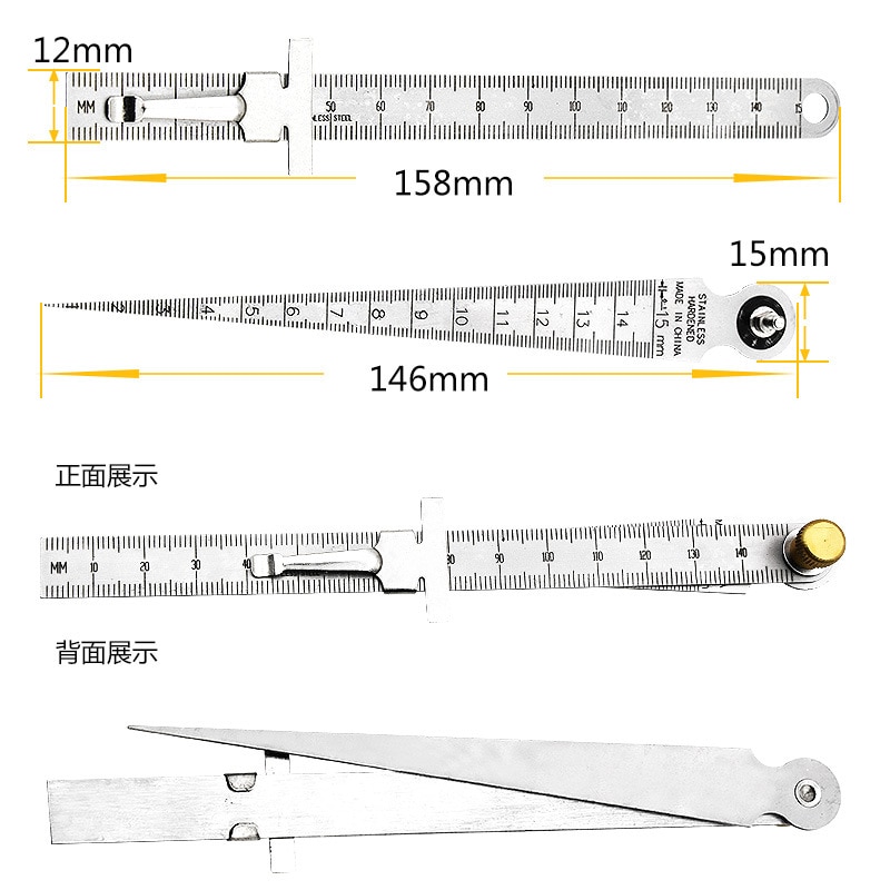 high precision Gap gauge straight ruler stainless steel stopper tapered inner diamete aperture hole rule depth