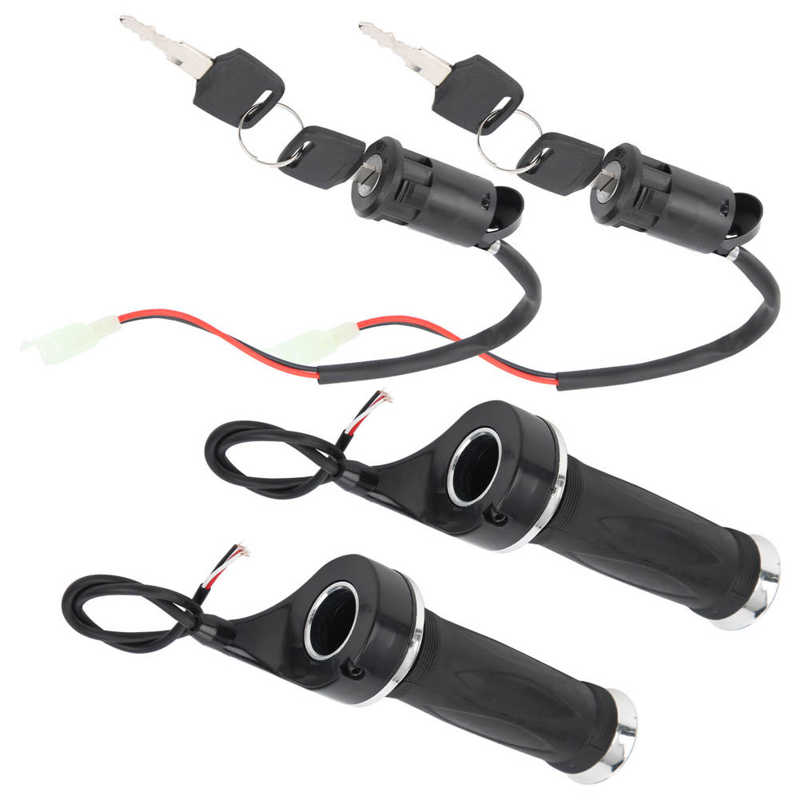 Ignition Switch Short‑Wire Throttle Grip Universal Ignition Switch Lock Key for Electric Bicycle Motocycle Throttle Handle