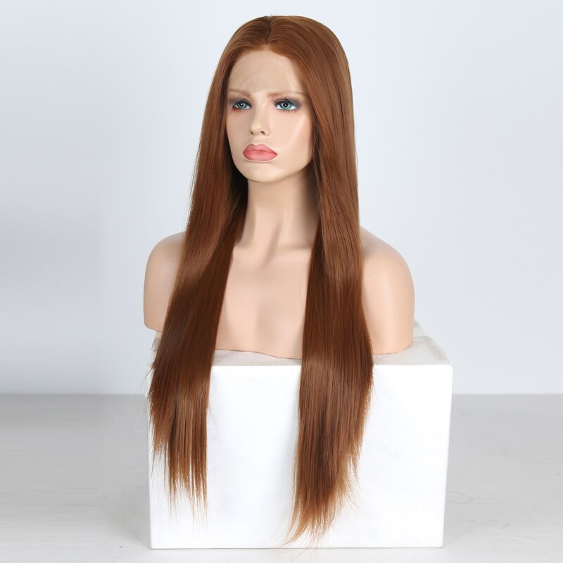 Charisma Natural Brown Wig Silky Straight Hair Synthetic Wig Middle Part Lace Front Wigs for Women Heat Resistant Daily Wigs