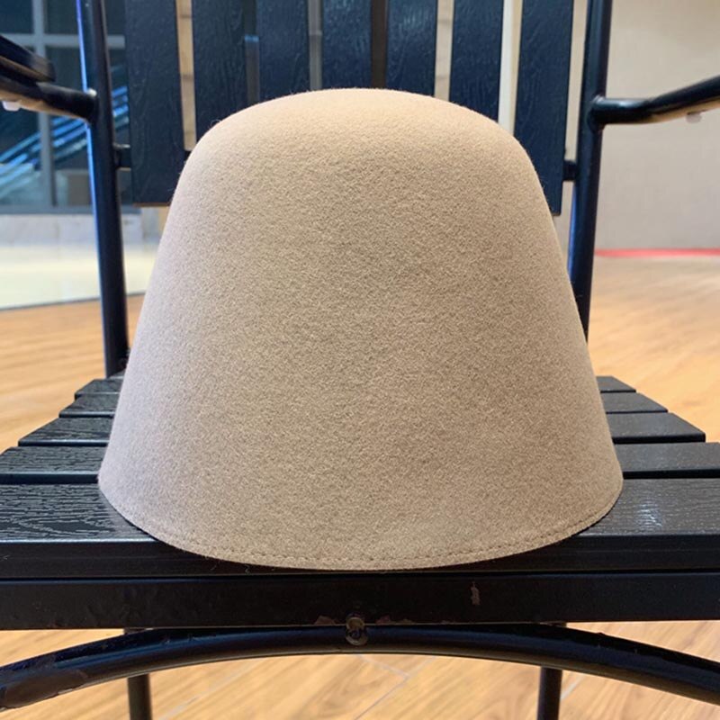 Jednolity kolor Slouchy ciepłe czapki damskie 100% wełna schludny rondo czapka zimowa czapka filcowa stożek kaptur modniarstwo Fascinators blok baza: wielbłąd