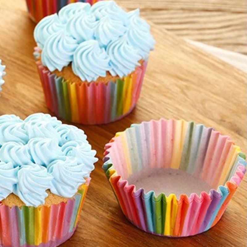 Mini Rainbow Color 100pc Cupcake Liner Baking Cup Cupcake Paper Muffin Cases Cake Box Egg Tarts Tray Kitchen Accessories Tools