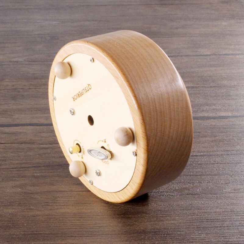 Wooden Music Box Rotating Round Base DIY Art Crafts for Christmas Decorative Ornaments Kids