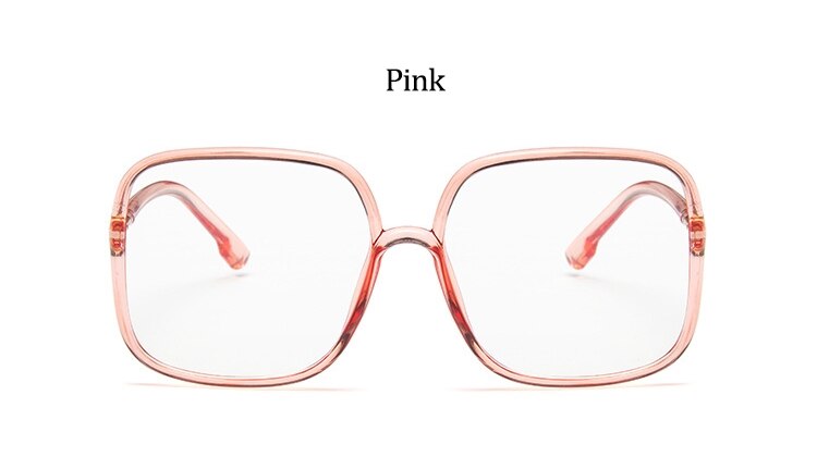 Oversized Square Glasses Women Clear Black Big Frame Retro Transparent Optical Computer Glasses Frame Eyeglasses: Pink
