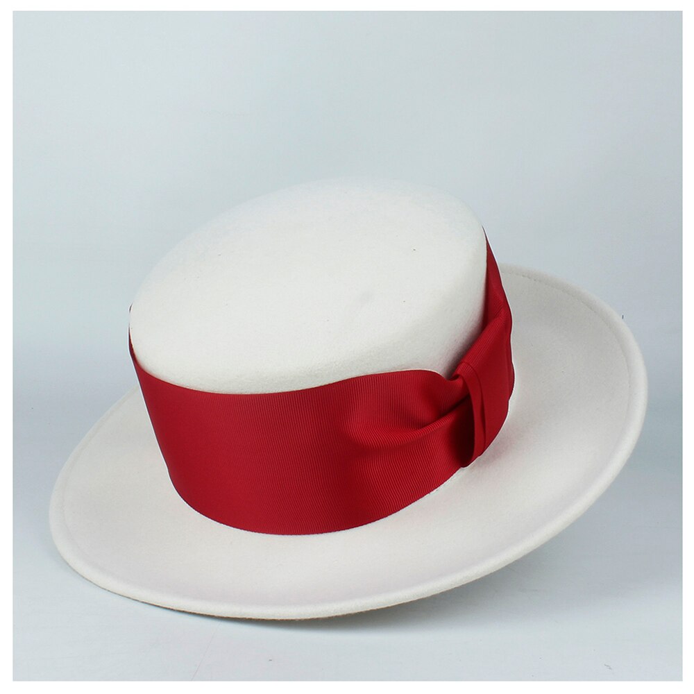 100% Wool White Fedora Hat Flat Top Hat Fedora Hat