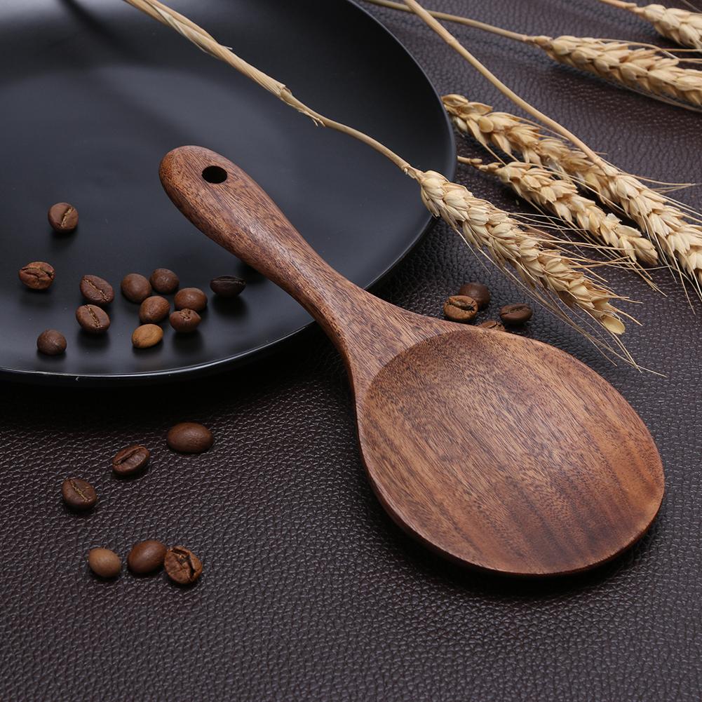 Naturligt trä non-stick spade pan ris sked kök köksredskap köksredskap miljöskydd halkfri klassisk stil
