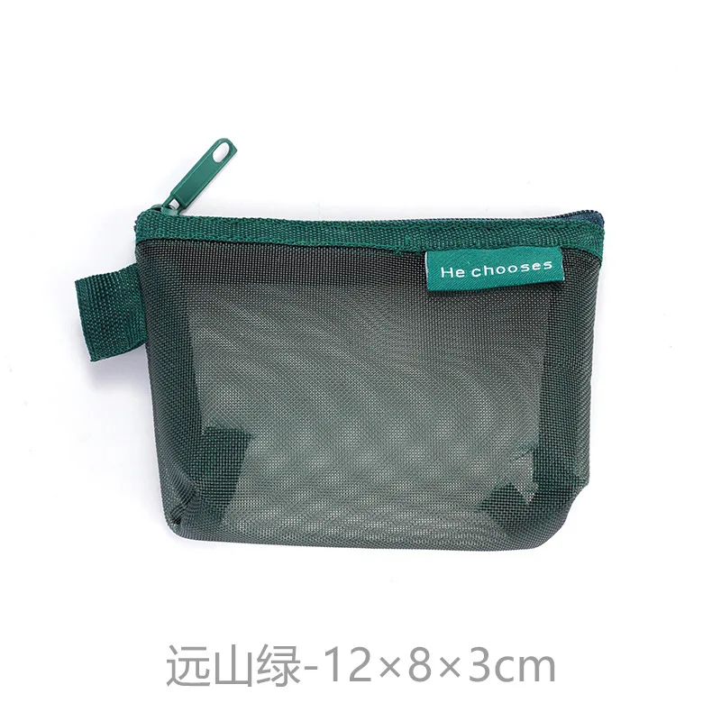 Triangle Mesh Nylon Visible Large-capacity Coin Bags Purses ID Credit Card Holder Pouch Key Earphone Makeup Toiletry Storage Bag: Gold