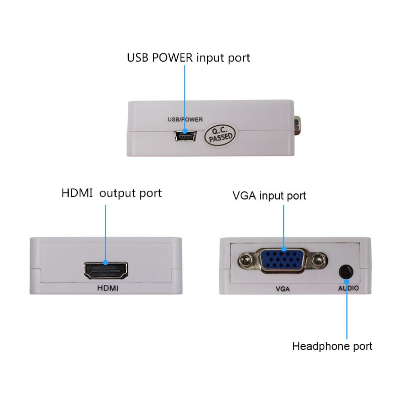 Wiistar VGA naar HDMI Converter Adapter 1080 p Mini Composiet VGA naar HDMI Converter voor Notebook PC voor HDTV Projector VGA2HDMI