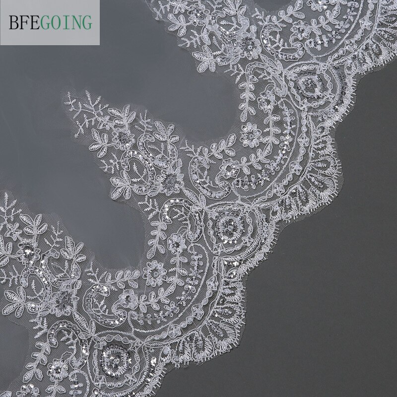 3 m tule kant kralen bruidssluier lange sluier