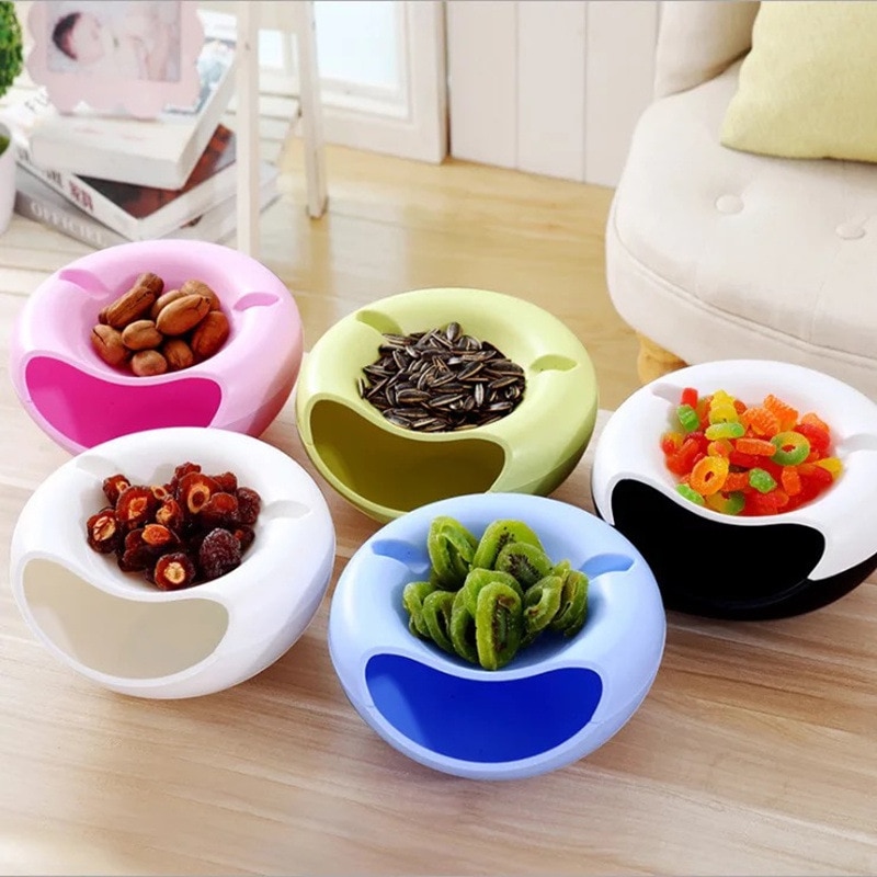 Lazy Fruit Bowl Plastic Candy Box Deconstructable Double Layer Candy Box Circle Fruit Container Snacks Plastic Tray