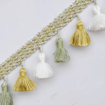Spetsband - 3m Bomull Tassel Kant - Pompom Dekoration för Gardiner, Soffa, Duk, DIY Hantverk: M / Annan färg