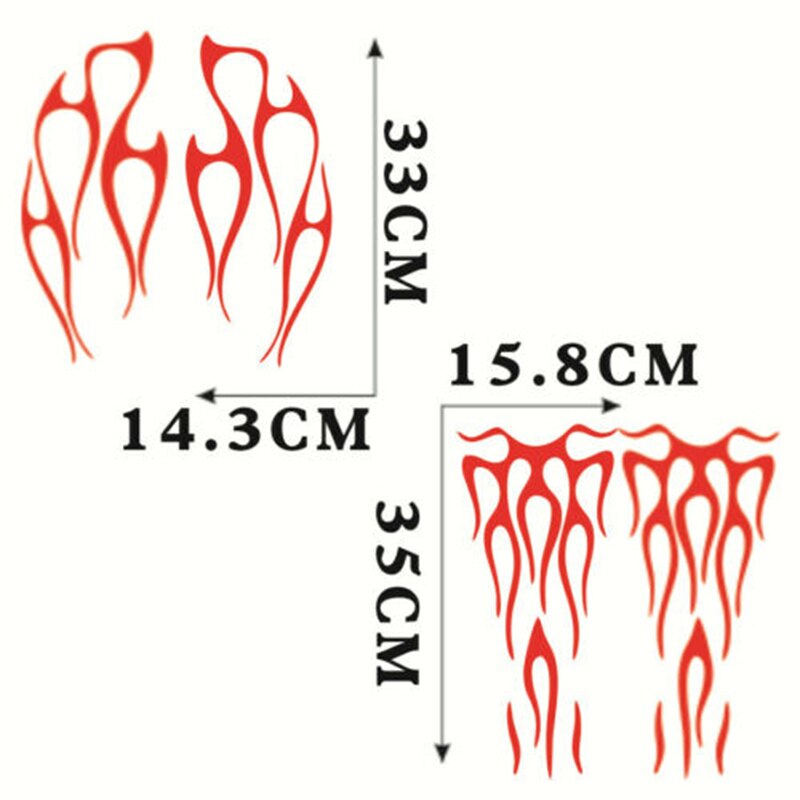 1Pair Red Flame Sticker Car Body Decoration Parts Waterproof Strong Durable Motorcycle Decorative Stickers