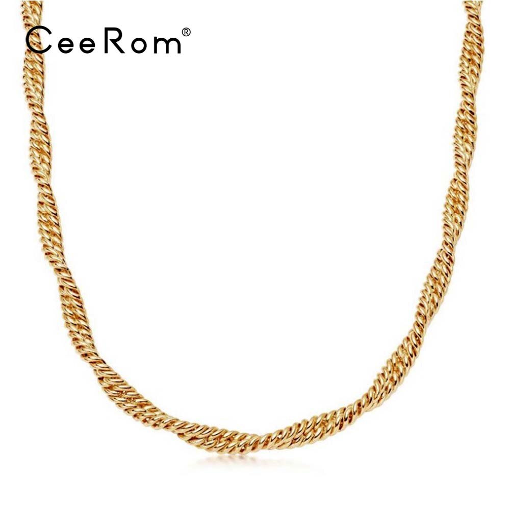 CeeRom 18in Coarse Twisted Chain Chokers Necklaces 24K Gold Plated Necklace Stainless Steel Necklace For Women Jewelry Collier: Default Title