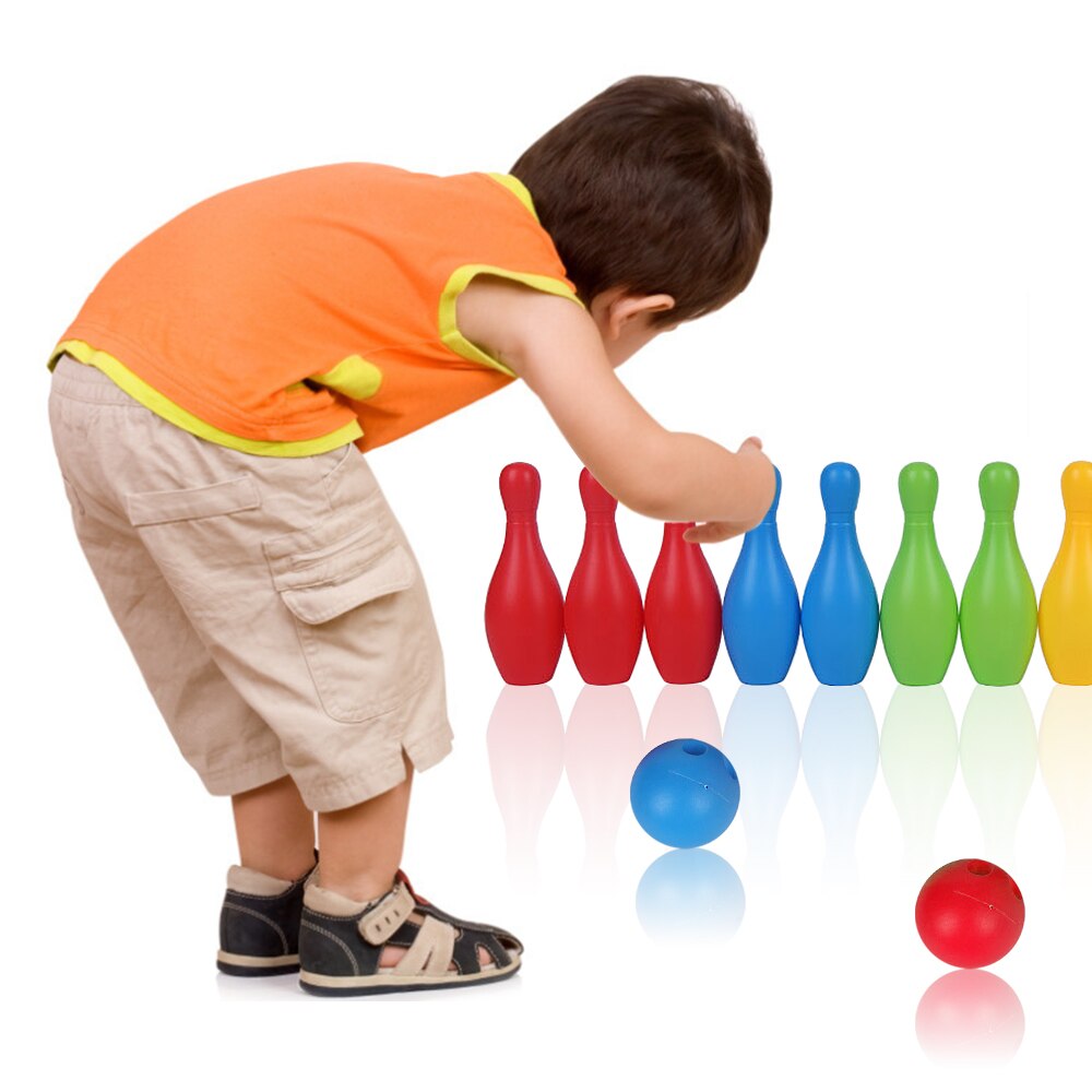Juego de bolos para niños, 2 uds., bolas de bolos, 10 Uds., broches para interior y exterior, juegos de bolos, gran para niños y niñas