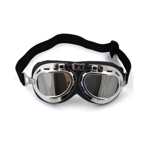 Vintage Aviator Goggles Ski Snowboard Schaatsen Sneeuwscooter Anti-Uv Zonnebril Retro Vliegende Pilot Jet Helm Bril Eyewear UV400: Silver Plated