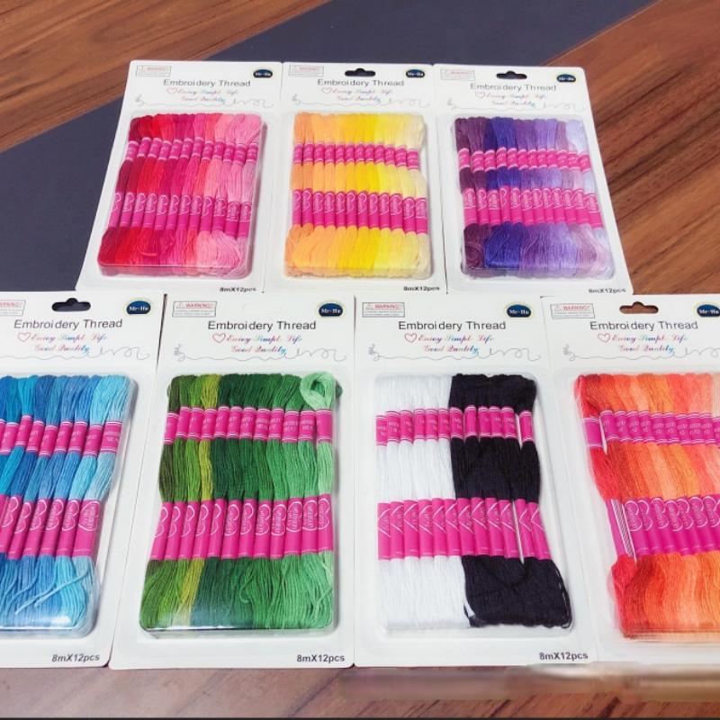 12Pcs Multicolor Similar DMC Thread Cross Stitch Cotton Sewing Skeins Embroidery Thread Floss Kit DIY Sewing Tools