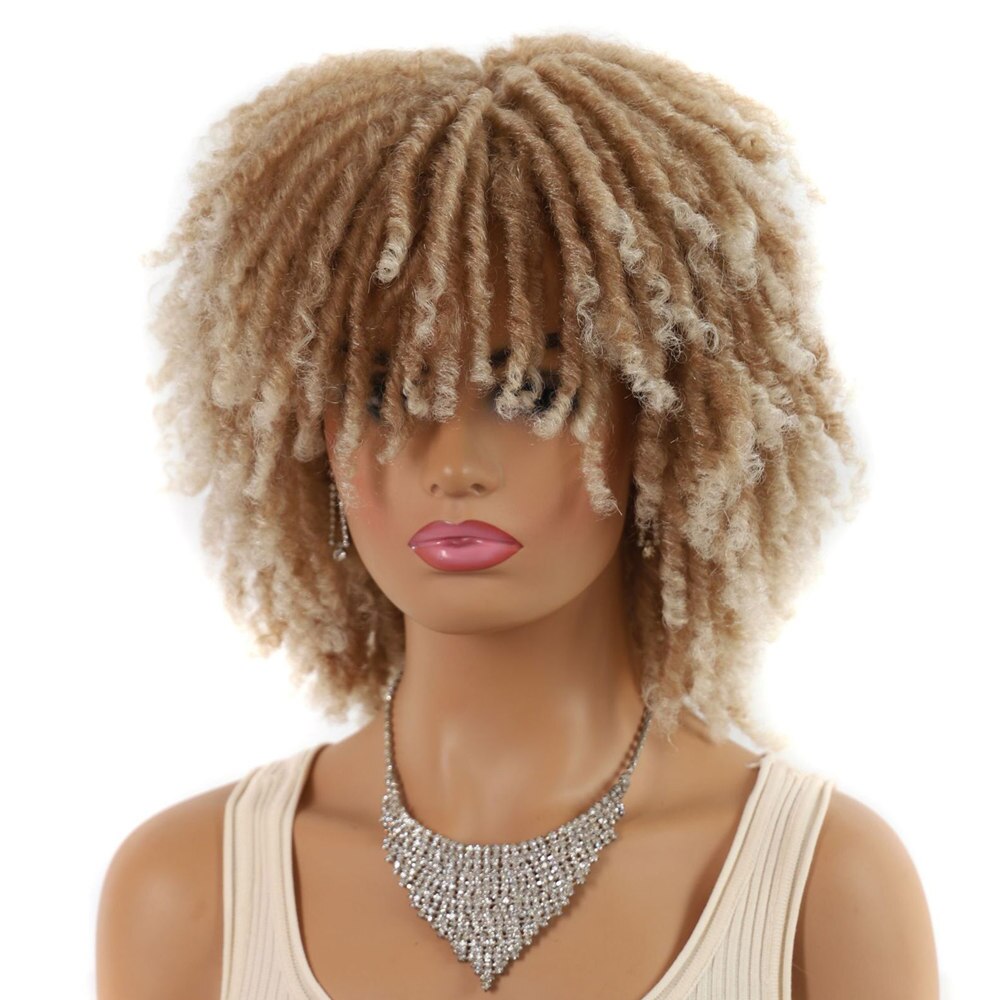 GURUILAGU Dreadlock Hair Wig Synthetic Wigs for Black Women High Temperature Fiber African Braided Wigs Black Blonde Wigs Women