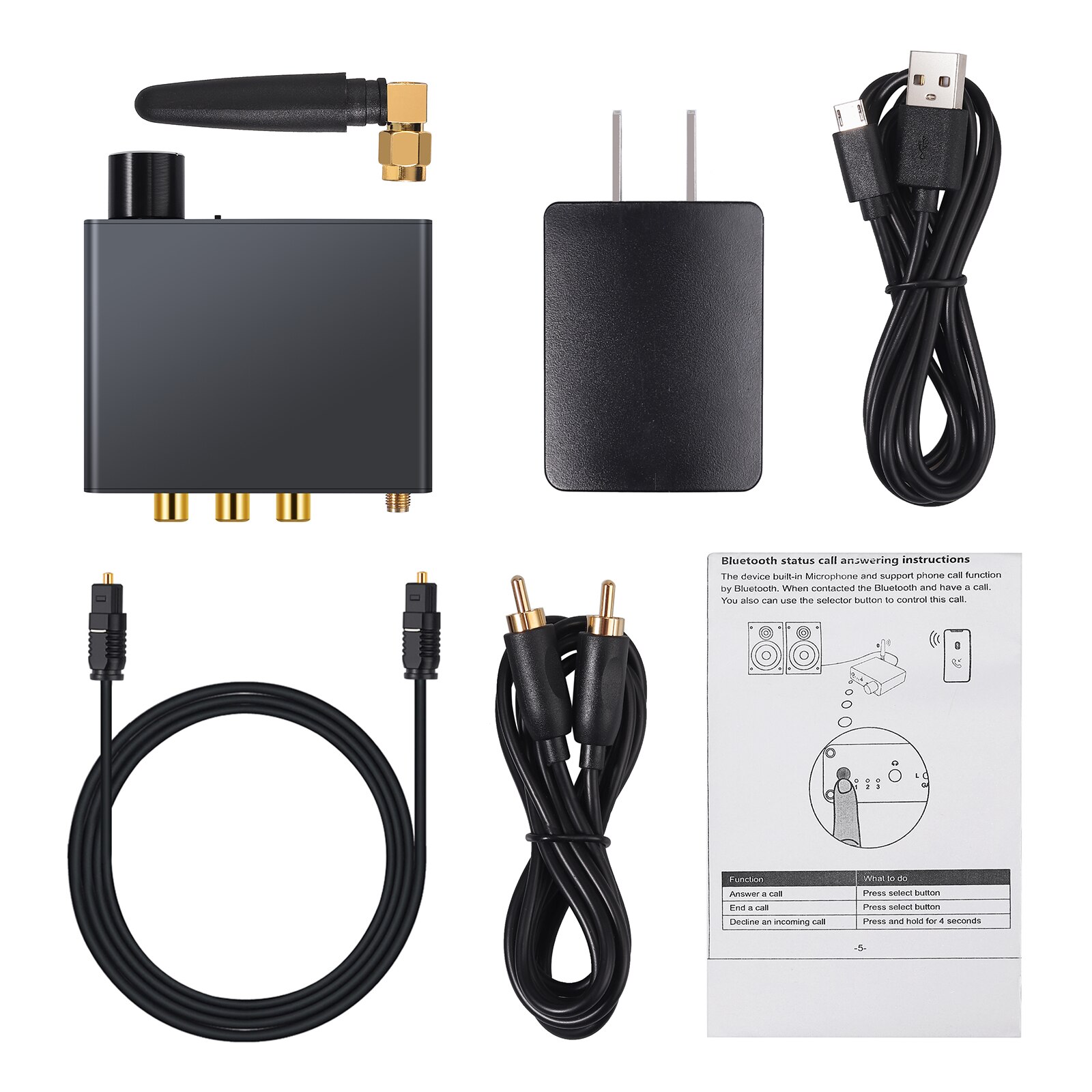 Linkfor 192Khz Digitaal Naar Analoog Converter Met Hoofdtelefoon Versterker Ingebouwde Bluetooth-Compatibel V5.0 Ontvanger Volumeregeling