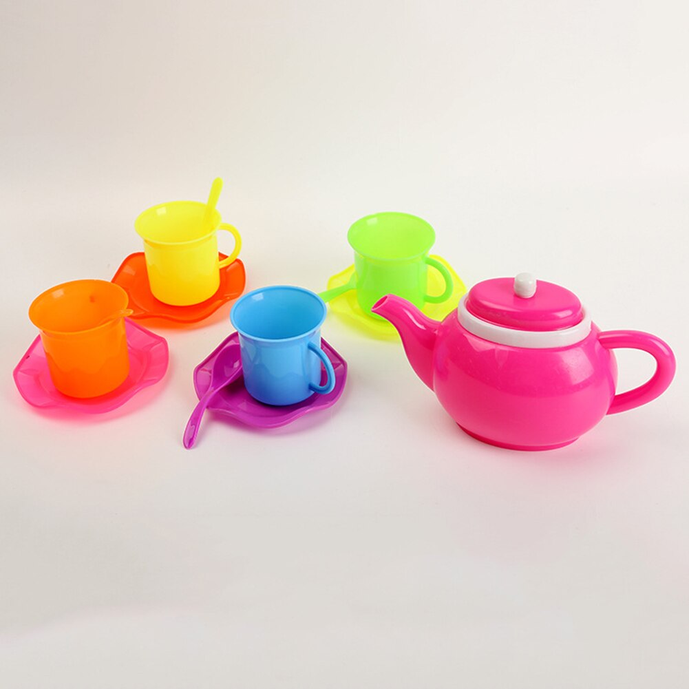 13Pcs Simulation Kid Tea Party Kettle Cup Saucer Spoon Pretend Garden Play Kitchen Toy