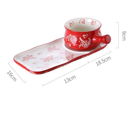 Plats de petit déjeuner créatifs avec la poignée bol en céramique ins vaisselle mignonne: E