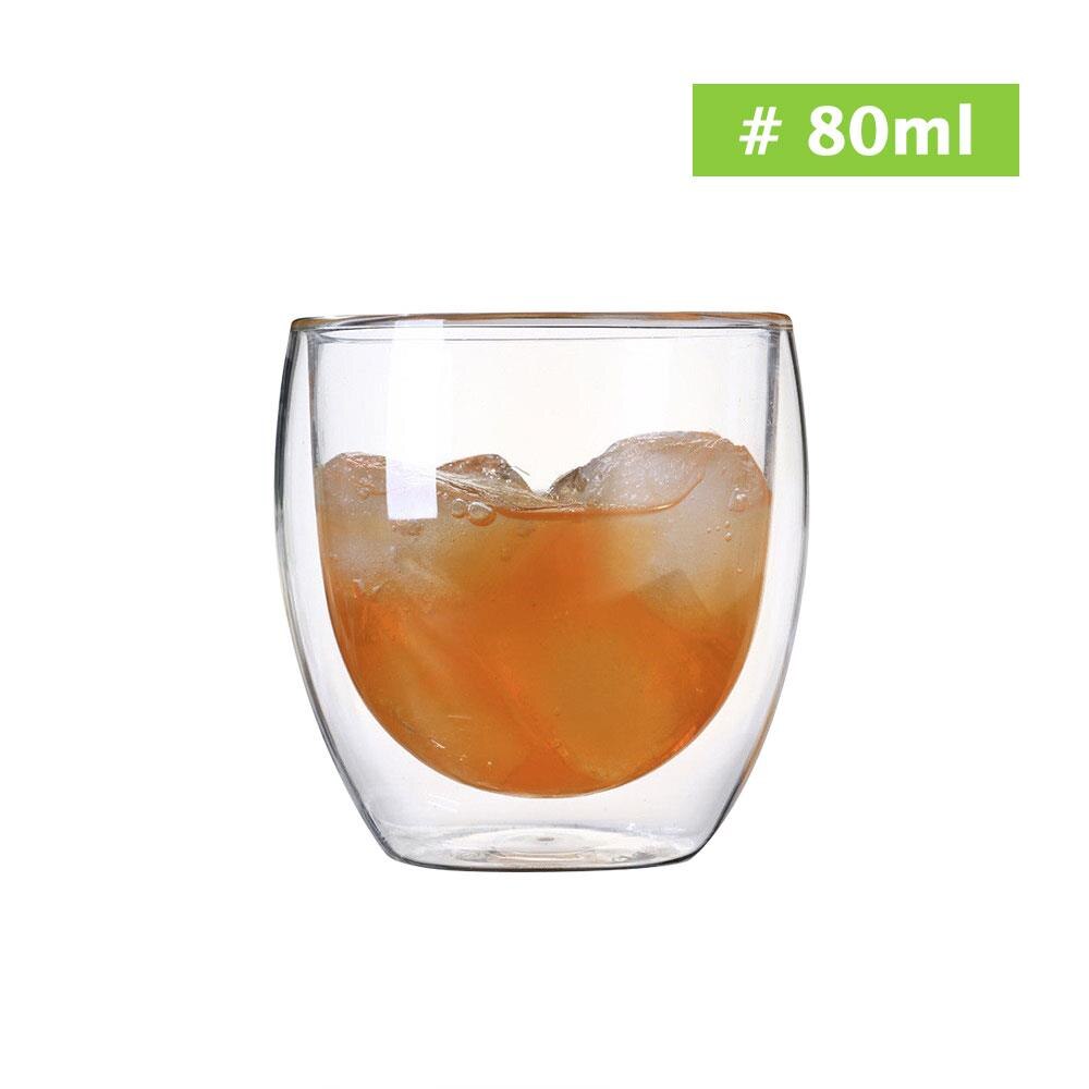 80-600ml Glass Tea Cup Coffee Mugs Double Wall Container Drinks Dining Bar Kitchen Glassware Insulated Thermal Glass Cup Beer