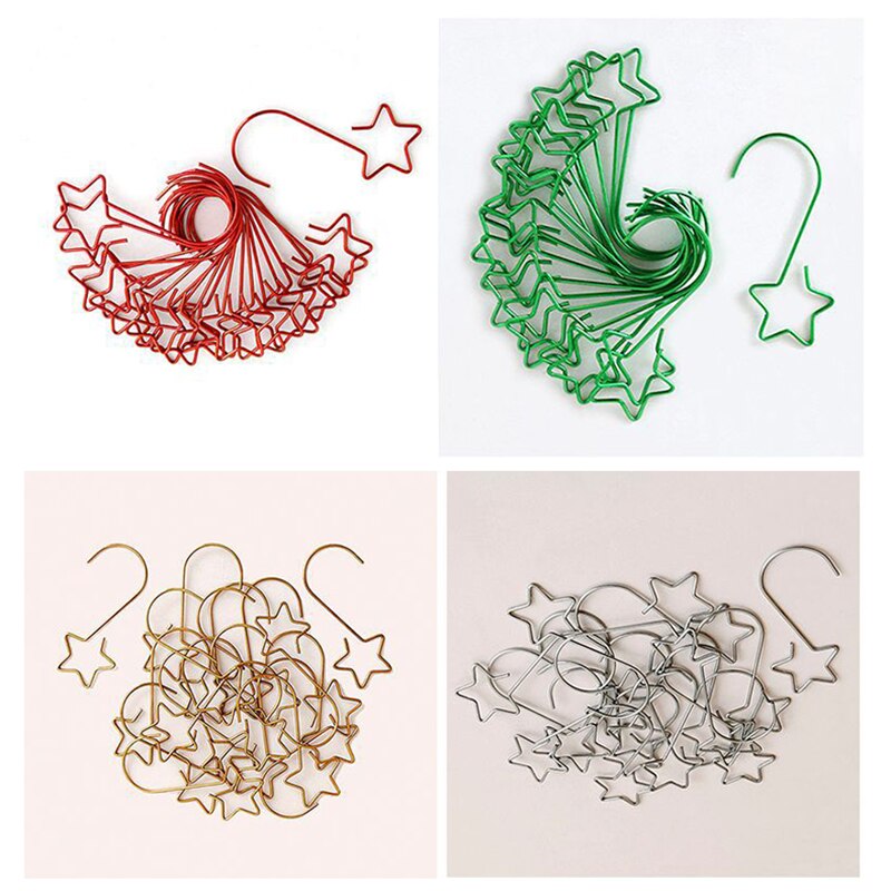 20pcs Christmas Star Hook Hanging Ornament Xmas Tree Garland Socks Holder Reusable Party Decoration Years Mall JA55